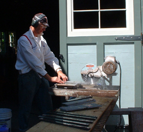 Len at the wet-saw
